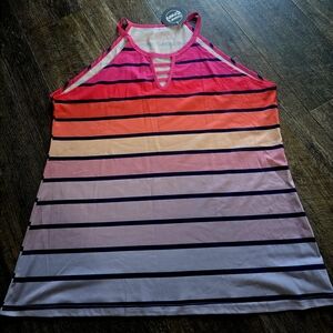 Striped Pink and Purple Sleeveless Top